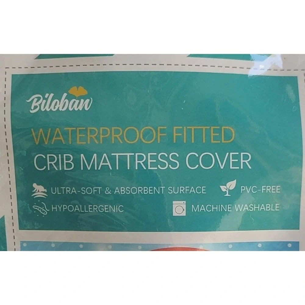 Biloban Waterproof Fitted Crib Mattress Cover‎ Quilted Protector White 28x52x9